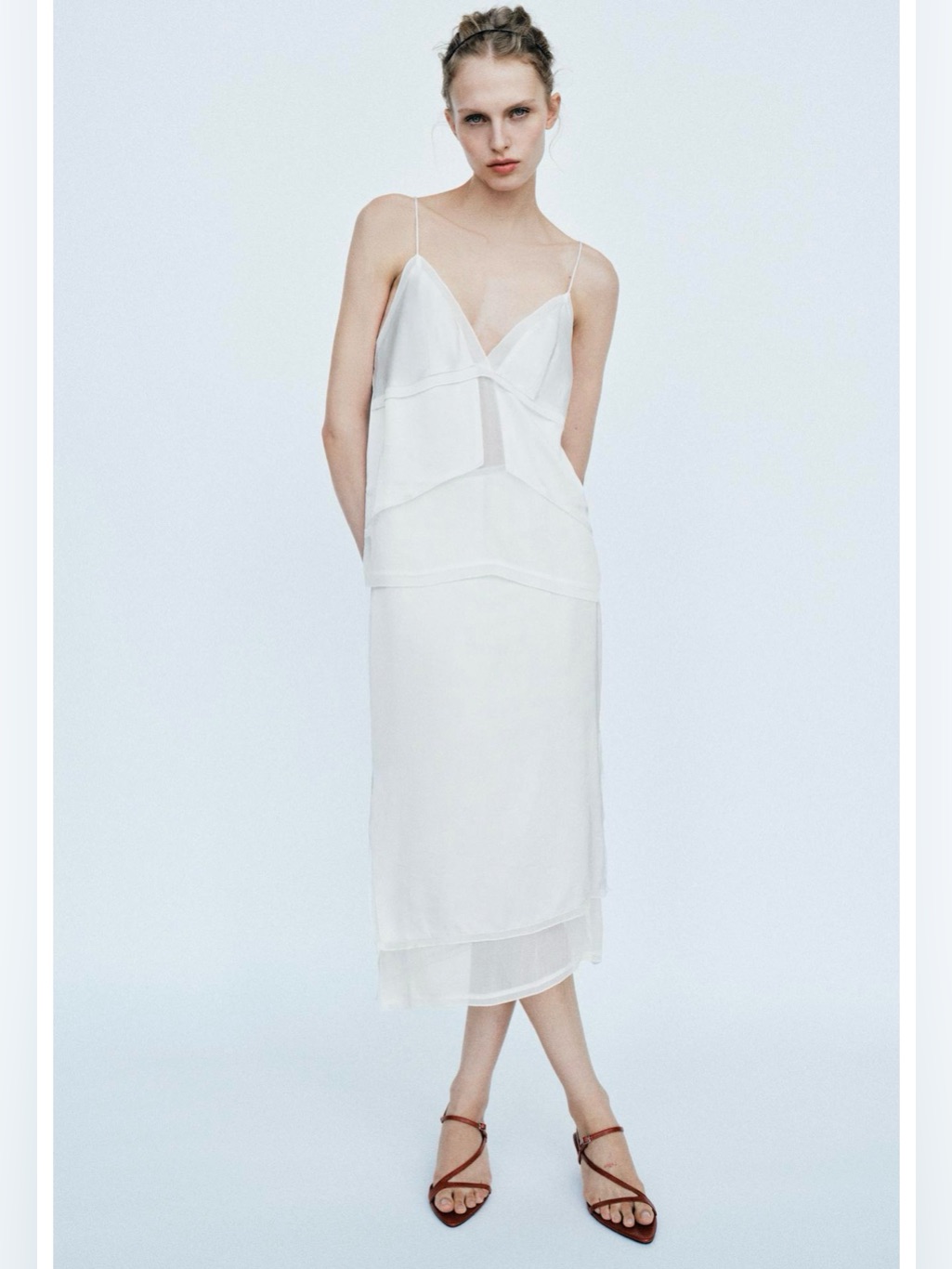 Zara Combined Satin Midi Skirt